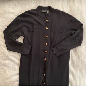 Liz Claiborne Sweater Dress Black with Gold Buttons Size Medium